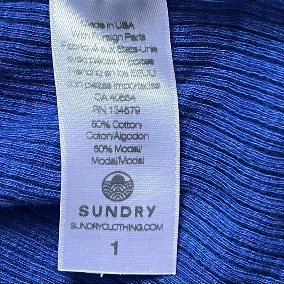 Sundry Ringer Cobalt NWT Crew Neck Ribbed Racerback Tank Size 1 - Picture 6 of 7